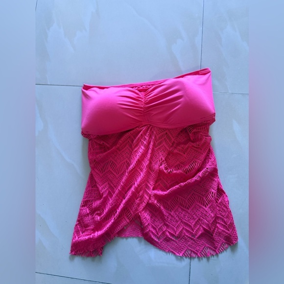 Vince Camuto Dragon Fruit Crochet Draped Tankini M - Picture 10 of 15